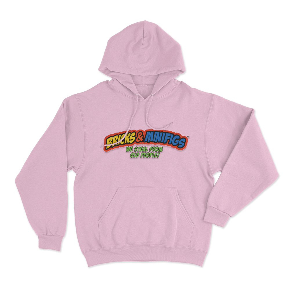 Bricks & Minifigs We Steal From Old People Logo Unisex Hoodie Pink Bricks Minifigs We Steal From Old People Logo Unisex Hoodie Pink