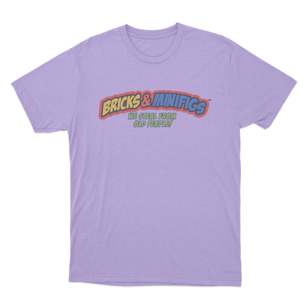 Bricks & Minifigs We Steal From Old People Logo Unisex T Shirt Purple Bricks Minifigs We Steal From Old People Logo Unisex T Shirt Purple