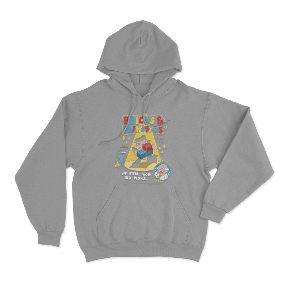 Bricks & Minifigs We Steal From Old People Unisex Hoodie Grey Bricks Minifigs We Steal From Old People Unisex Hoodie Grey