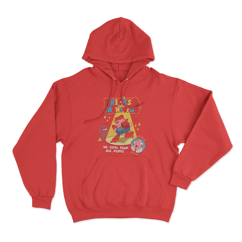 Bricks & Minifigs We Steal From Old People Unisex Hoodie Red Bricks Minifigs We Steal From Old People Unisex Hoodie Red