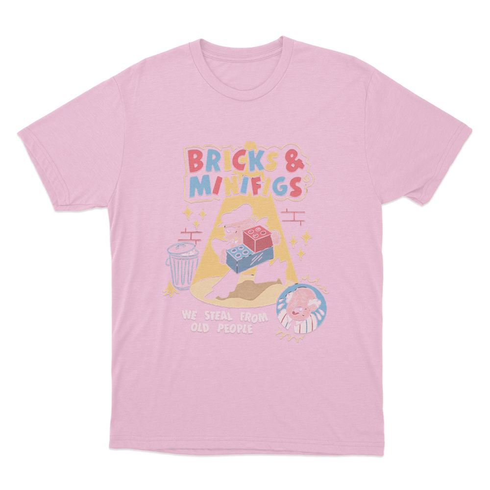 Bricks & Minifigs We Steal From Old People Unisex T Shirt Pink Bricks Minifigs We Steal From Old People Unisex T Shirt Pink