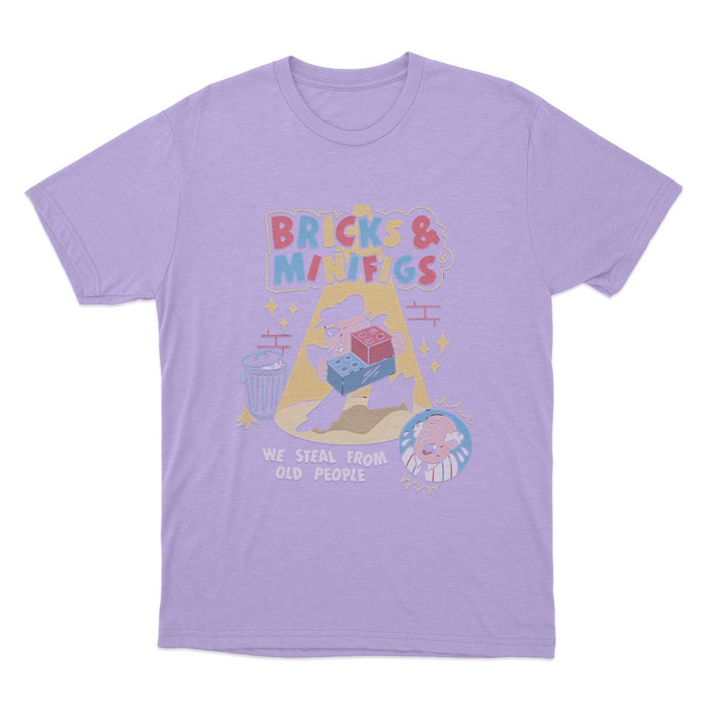 Bricks & Minifigs We Steal From Old People Unisex T Shirt Purple Bricks Minifigs We Steal From Old People Unisex T Shirt Purple